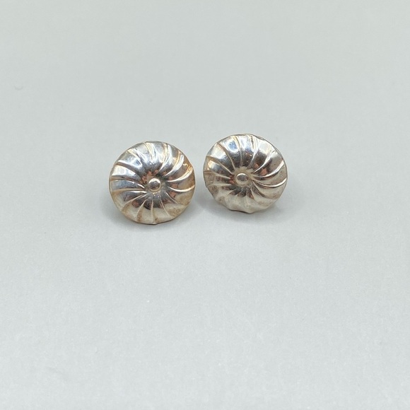 Dainty Silver Pinwheel Post Earrings - Picture 1 of 5